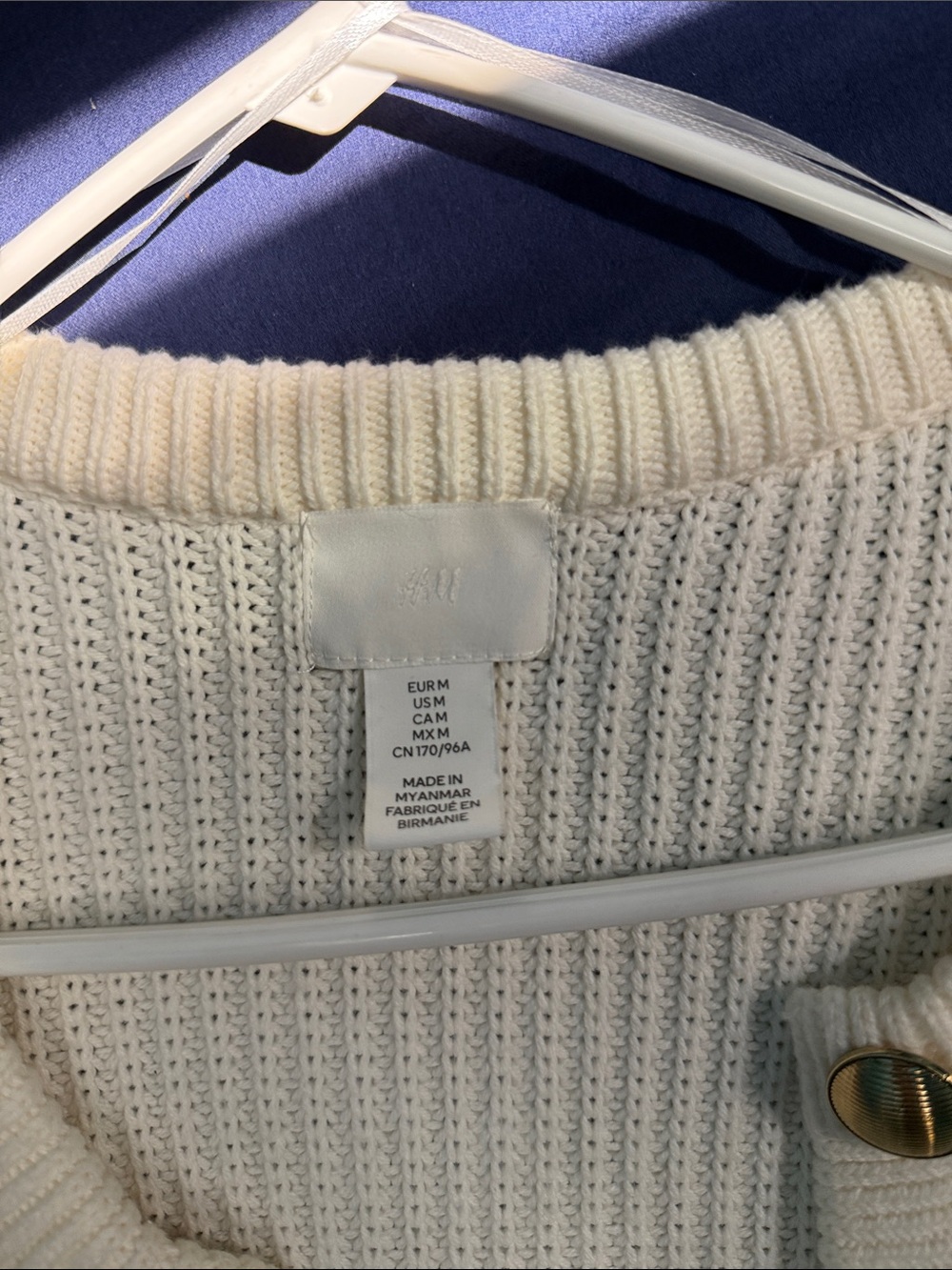 H&M Cream Ribbed Button-Up Cardigan - Picture 2 of 3